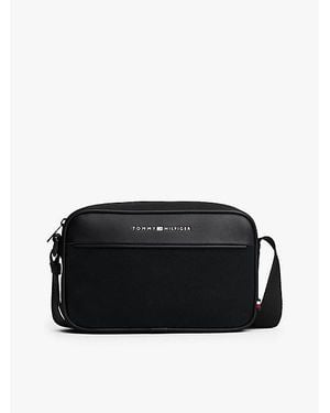 Tommy Hilfiger Crossbody Reportertas Met Metalen Logo - Zwart