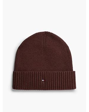 Tommy Hilfiger Hilfiger Flag Embroidery Beanie With Cashmere - Brown