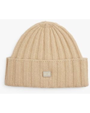 Tommy Hilfiger Heritage Plaque Wool Blend Beanie - Natural