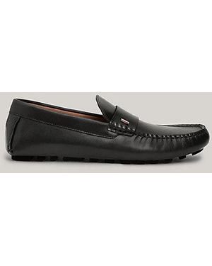 Tommy Hilfiger Leren Mocassin Met Profielzool - Zwart