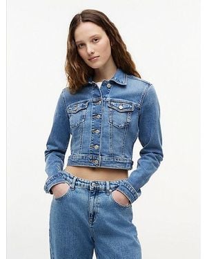 Tommy Hilfiger Cazadora Trucker Vaquera Slim Cropped - Azul
