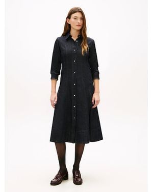 Tommy Hilfiger Denim Midi Shirt Dress - Black
