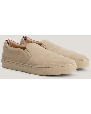 Tommy Hilfiger Premium Heritage Suede Slip-on Cupsole Trainers - Natural