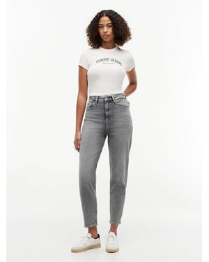 Tommy Hilfiger Ultra High Rise Tapered Leg Mom Jeans - Grey