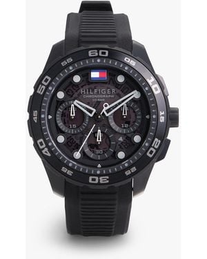 Tommy Hilfiger Black Chronograph Silicone Strap Watch