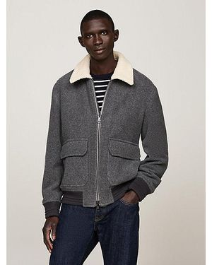 Tommy Hilfiger Smart-casual Vliegeniersjack Van Wolmix - Grijs