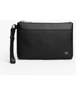 Tommy Hilfiger Hilfiger Flag Leather Pouch - Black