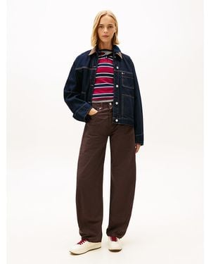 Tommy Hilfiger Mid Rise Wide Barrel Leg Trousers - Blue