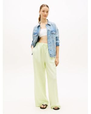 Tommy Hilfiger Loose Linen Blend Drawstring Trousers - Blue