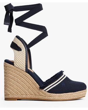 Tommy Hilfiger Espadrilles Compensées En Toile À Frange - Bleu