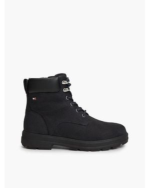 Tommy Hilfiger Waterproof Leather Lace Up Ankle Boots - Black