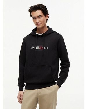 Tommy Hilfiger Terry Hoodie Met Trekkoord En Vlag - Zwart