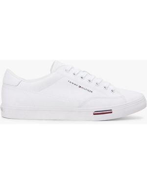 Tommy Hilfiger Signature Midsole Lace-Up Trainers With Leather - White