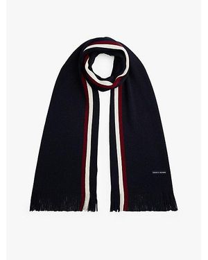 Tommy Hilfiger Modern Heritage Wolmix Sjaal Met Signature-Tape - Blauw