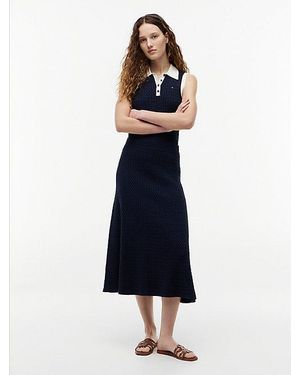 Tommy Hilfiger Falda Midi Amplia De Punto Trenzado Y Corte Evasé - Azul