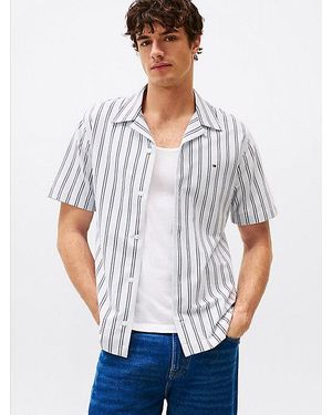 Tommy Hilfiger Camisa De Manga Corta A Rayas - Blanco