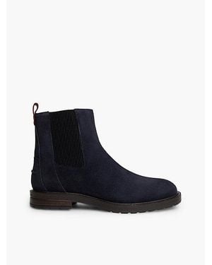 Tommy Hilfiger Suede Cleat Zip Up Chelsea Boots - Blue