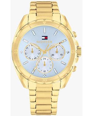 Tommy Hilfiger Gold-plated Blue Dial Sub-counter Watch - Metallic