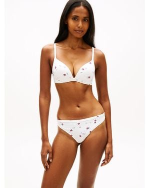 Tommy Hilfiger Essential Print Padded Triangle Bra - White