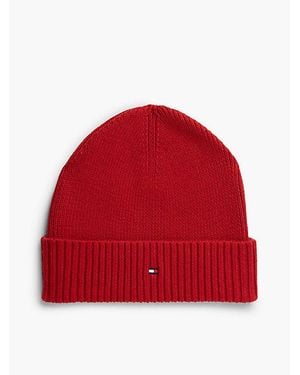 Tommy Hilfiger Hilfiger Flag Embroidery Beanie With Cashmere - Red