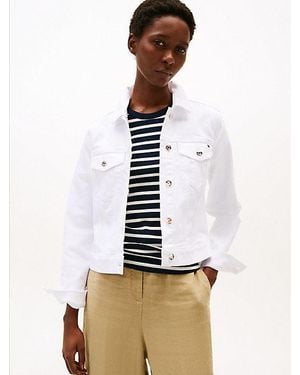 Tommy Hilfiger Chaqueta Vaquera Blanca De Corte Slim - Blanco