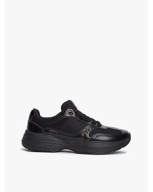 Tommy Hilfiger Th Monogram Mixed Texture Leather Trainers - Black