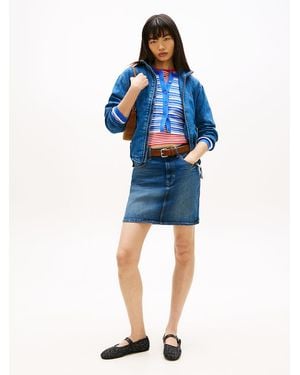 Tommy Hilfiger Ultra High Rise Mom Denim Mini Skirt - Blue