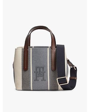 Tommy Hilfiger Bolso Satchel City Con Monograma Th En Jacquard - Negro