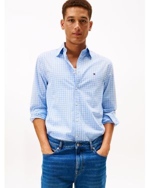 Tommy Hilfiger Tattersall Poplin Regular Long Sleeve Shirts - Blue