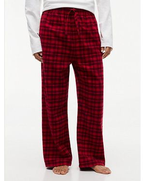 Tommy Hilfiger Pantalón De Pijama Original De Franela De Sarga - Rojo