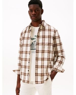 Tommy Hilfiger Relaxed Fit Padded Seersucker Overshirt - Natural