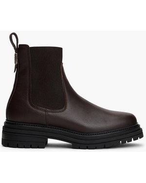 Tommy Hilfiger Bottines Chelsea En Cuir Effet Grain Fin Doublure Chaude - Noir