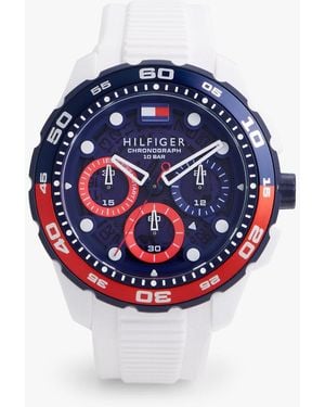 Tommy Hilfiger Colour-blocked Chronograph Silicone Strap Watch - Blue