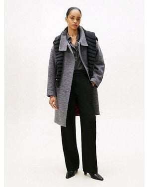 Tommy Hilfiger Relaxed Fit Wollmix-Mantel Mit Trichterkragen - Schwarz
