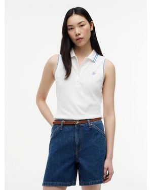Tommy Hilfiger 1985 Slim Fit Pique Sleeveless Polo Shirt - White