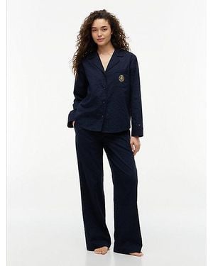 Tommy Hilfiger Pijama De Manga Larga Con Tejido Dobby - Azul