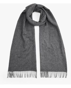 Tommy Hilfiger Hilfiger Flag Pure Cashmere Fringed Scarf - Grey