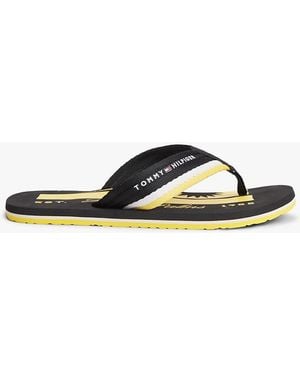 Tommy Hilfiger Stripe Webbing Strap Flip-Flops - Black