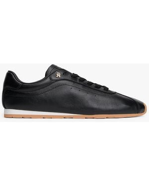 Tommy Hilfiger Th Monogram Low Profile Leather Trainers - Black