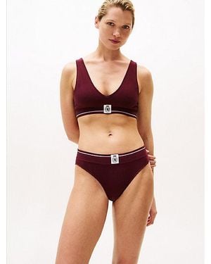 Tommy Hilfiger Geribde Triangelbralette Met Th-Embleem - Rood