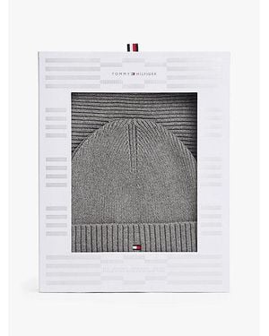 Tommy Hilfiger Set De Regalo De Gorro Y Bufanda - Gris