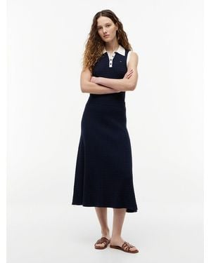 Tommy Hilfiger Cable Knit Relaxed A-Line Midi Skirt - Blue