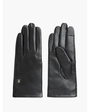 Tommy Hilfiger Chic Th Monogram Leather Gloves - Black