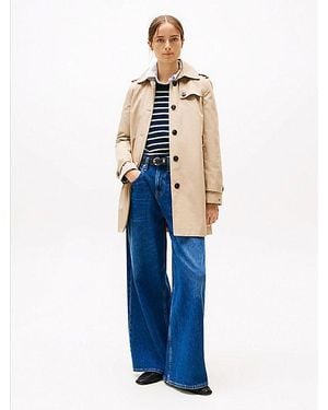 Tommy Hilfiger Gabardina De Botonadura Sencilla - Azul