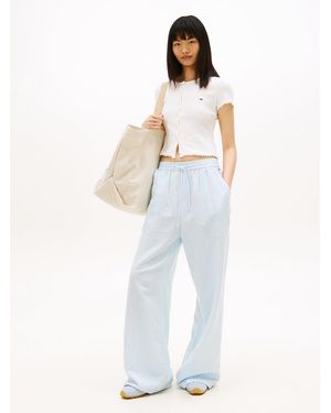 Tommy Hilfiger Loose Linen Blend Drawstring Trousers - White