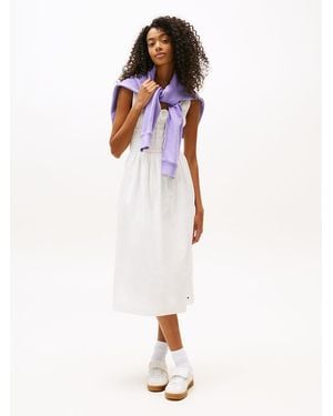 Tommy Hilfiger Poplin Slim Midi Dress - White