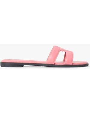 Tommy Hilfiger Leather Th Monogram Strap Mules - Pink