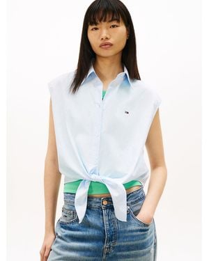 Tommy Hilfiger Relaxed Fit Sleeveless Tie Front Shirt - White