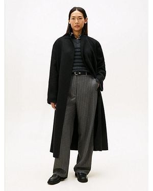 Tommy Hilfiger Double-faced Wool Blend Belted Longline Coat - Black