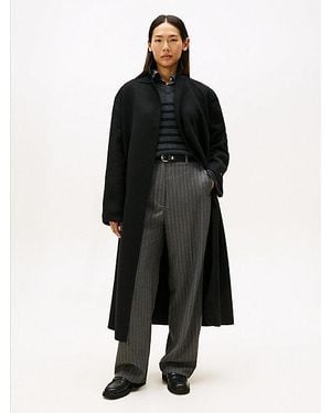 Tommy Hilfiger Longline Double Face-Mantel Aus Wollmix - Schwarz